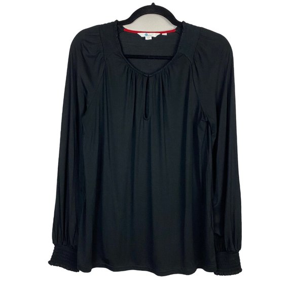 Boden Vicky Jersey Keyhole Blouse Black Light Weight Size US 4 - Picture 1 of 10